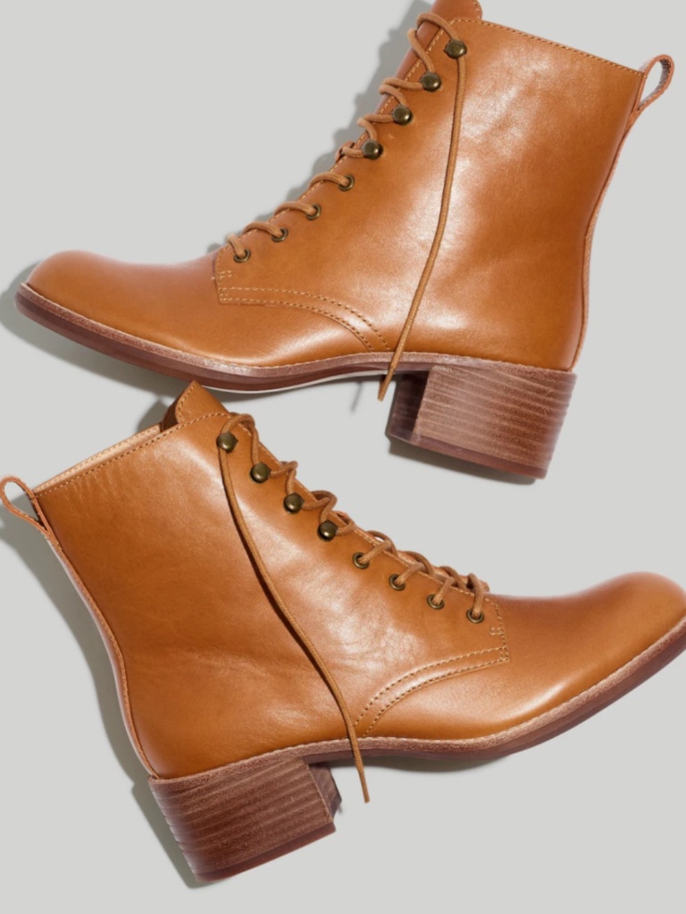 NWOT MADEWELL s9 ‘Patti’ Leather lace up ankle boots-2”block heel-Retail $248